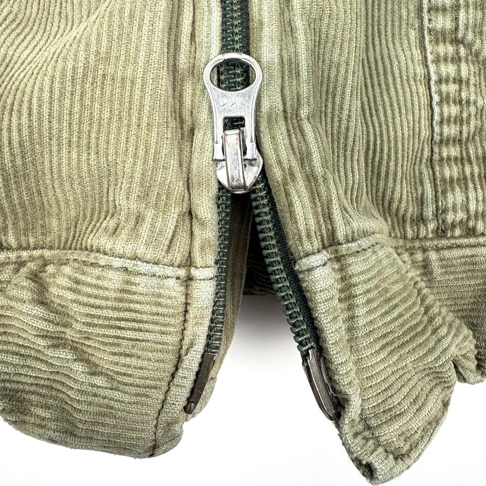 VTG Y2K Gap Kids Cat Print Corduroy Jacket Girls Sz S Olive Green‎ Cat Zipper